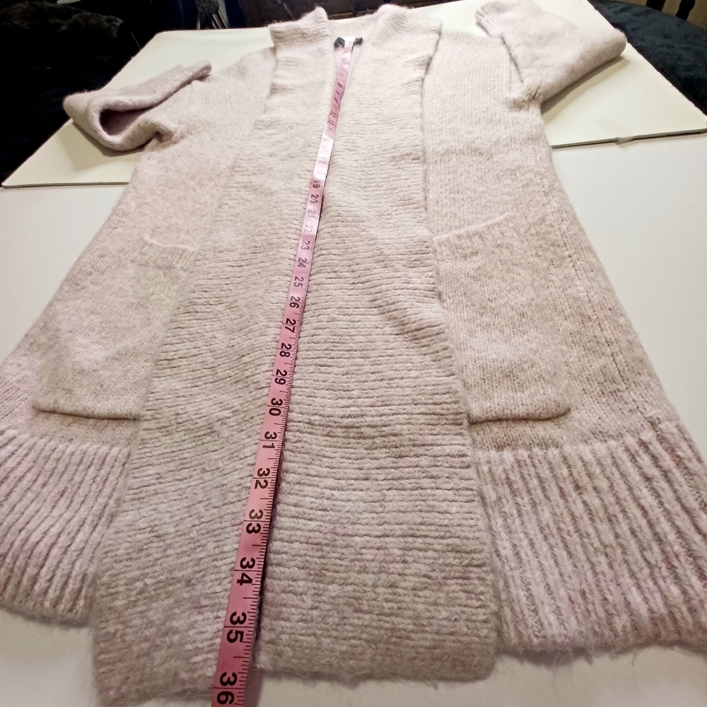 Ann Taylor Wool Blend Soft Pink Longline Cardigan Sweater Women's Sz Med - Picture 7 of 8